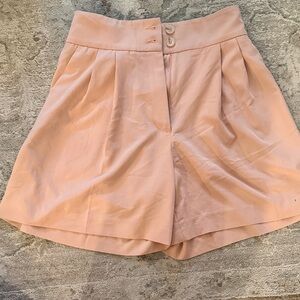 High-Waist Pleated Women's Shorts — Blush Pink